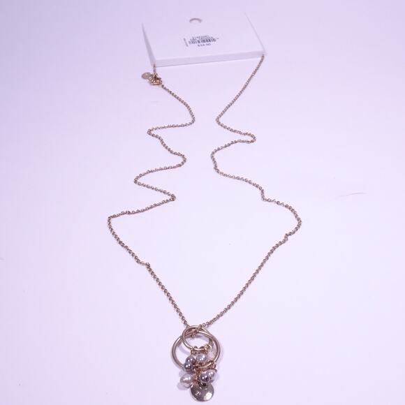 Ann Taylor LOFT Women's Antique Gold Interlocking Ring Bead Disc Necklace NWT 34 - Picture 8 of 8